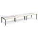 Adapt sliding top triple back to back desks 4800mm x 1200mm - black frame, white top with oak edging