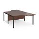 Maestro 25 back to back ergonomic desks 1400mm deep - black bench leg frame, walnut top