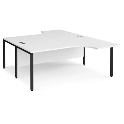 Maestro 25 back to back ergonomic desks 1800mm deep - black bench leg frame, white top