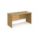Maestro 25 straight desk 1400mm x 600mm with 2 drawer pedestal - oak top with panel end leg