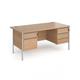 Contract 25 straight desk with 2 and 3 drawer pedestals and silver H-Frame leg 1600mm x 800mm - beech top