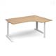 TR10 right hand ergonomic desk 1600mm - white frame, oak top