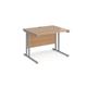Maestro 25 straight desk 1000mm x 800mm - silver cantilever leg frame, beech top