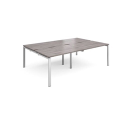 Adapt sliding top double back to back desks 2400mm x 1600mm - silver frame, grey oak top