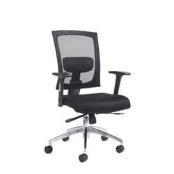Gemini mesh task chair with adjustable arms - black