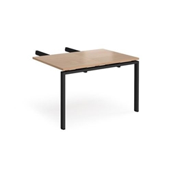 Adapt add on unit double return desk 800mm x 1200mm - black frame, beech top