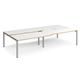 Adapt sliding top double back to back desks 3200mm x 1600mm - silver frame, white top with oak edging