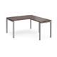 Adapt desk 1400mm x 800mm with 800mm return desk - silver frame, walnut top