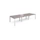 Adapt triple back to back desks 3600mm x 1200mm - white frame, grey oak top