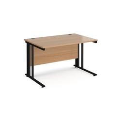 Maestro 25 straight desk 1200mm x 800mm - black cable managed leg frame, beech top