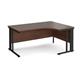 Maestro 25 right hand ergonomic desk 1600mm wide - black cable managed leg frame, walnut top