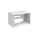 Contract 25 straight desk with 2 drawer graphite pedestal and panel leg 1200mm x 800mm - white