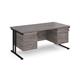 Maestro 25 straight desk 1600mm x 800mm with two x 3 drawer pedestals - black cantilever leg frame, grey oak top