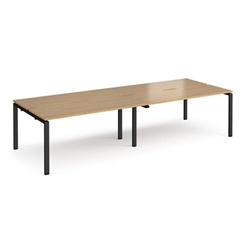 Adapt double back to back desks 2800mm x 1200mm - black frame, oak top