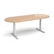 Elev8 Touch radial end boardroom table 2400mm x 1000mm - silver frame, beech top