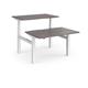 Elev8 Touch sit-stand back-to-back desks 1200mm x 1650mm - white frame, grey oak top