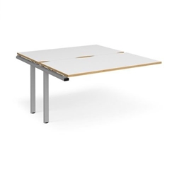 Adapt add on unit single 1400mm x 1600mm - silver frame, white top with oak edging