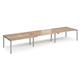 Adapt sliding top triple back to back desks 4800mm x 1200mm - silver frame, beech top