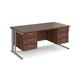 Maestro 25 straight desk 1600mm x 800mm with two x 3 drawer pedestals - silver cable managed leg frame, walnut top
