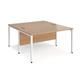 Maestro 25 back to back straight desks 1400mm x 1600mm - white bench leg frame, beech top