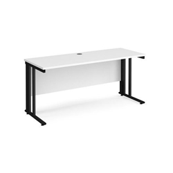 Maestro 25 straight desk 1600mm x 600mm - black cable managed leg frame, white top