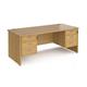 Maestro 25 straight desk 1800mm x 800mm with two x 3 drawer pedestals - oak top with panel end leg