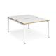 Adapt back to back desks 1200mm x 1600mm - white frame, white top with oak edging