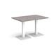 Brescia rectangular dining table with flat square white bases 1200mm x 800mm - grey oak