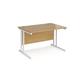 Maestro 25 straight desk 1200mm x 800mm - white cantilever leg frame, oak top