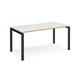 Adapt single desk 1600mm x 800mm - black frame, white top with oak edging