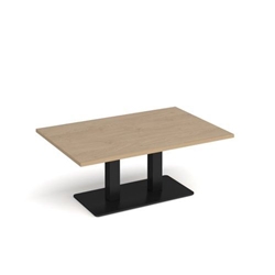 Eros rectangular coffee table with flat black rectangular base and twin uprights 1200mm x 800mm - kendal oak