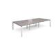 Adapt sliding top triple back to back desks 3600mm x 1600mm - white frame, grey oak top
