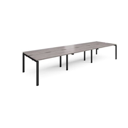 Adapt triple back to back desks 4200mm x 1200mm - black frame, grey oak top