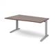 TR10 left hand wave desk 1600mm - silver frame, walnut top