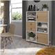 Giza cube storage unit 1370mm high with 6 open boxes and wooden legs - oak