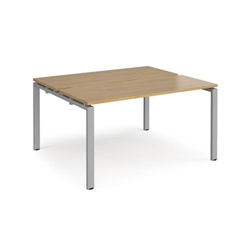 Adapt sliding top back to back desks 1400mm x 1200mm - silver frame, oak top