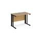 Maestro 25 straight desk 1000mm x 600mm - black cable managed leg frame, oak top
