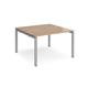 Adapt back to back desks 1200mm x 1200mm - silver frame, beech top