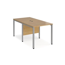 Maestro 25 back to back straight desks 800mm x 1600mm - silver bench leg frame, oak top