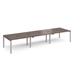 Adapt triple back to back desks 4200mm x 1200mm - silver frame, walnut top