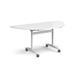 Semi circular deluxe fliptop meeting table with white frame 1600mm x 800mm - white