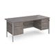 Maestro 25 straight desk 1800mm x 800mm with 2 and 3 drawer pedestals - silver H-frame leg, grey oak top