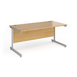 Contract 25 straight desk with silver cantilever leg 1600mm x 800mm - oak top