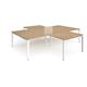 Adapt back to back 4 desk cluster 3200mm x 1600mm with 800mm return desks - white frame, oak top