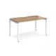 Adapt single desk 1400mm x 800mm - white frame, oak top
