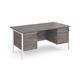 Maestro 25 straight desk 1600mm x 800mm with two x 3 drawer pedestals - white H-frame leg, grey oak top