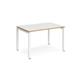 Adapt single desk 1200mm x 800mm - white frame, white top with oak edging