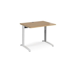 TR10 height settable straight desk 1000mm x 800mm - white frame, oak top