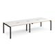 Adapt double back to back desks 3200mm x 1200mm - black frame, white top with oak edging