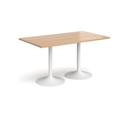 Genoa rectangular dining table with white trumpet base 1400mm x 800mm - beech